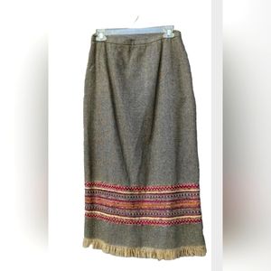 Sag Harbor Gray Midi Skirt with Pink and Tan Accents